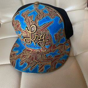 Hat New Era & LRG Hand painted Blue & Gold One siz